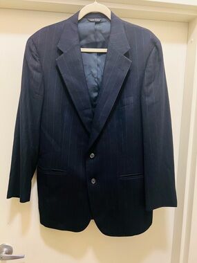Polo Club University Men's Navy Pinstripe Sport Coat - Classic Two-Button Blazer